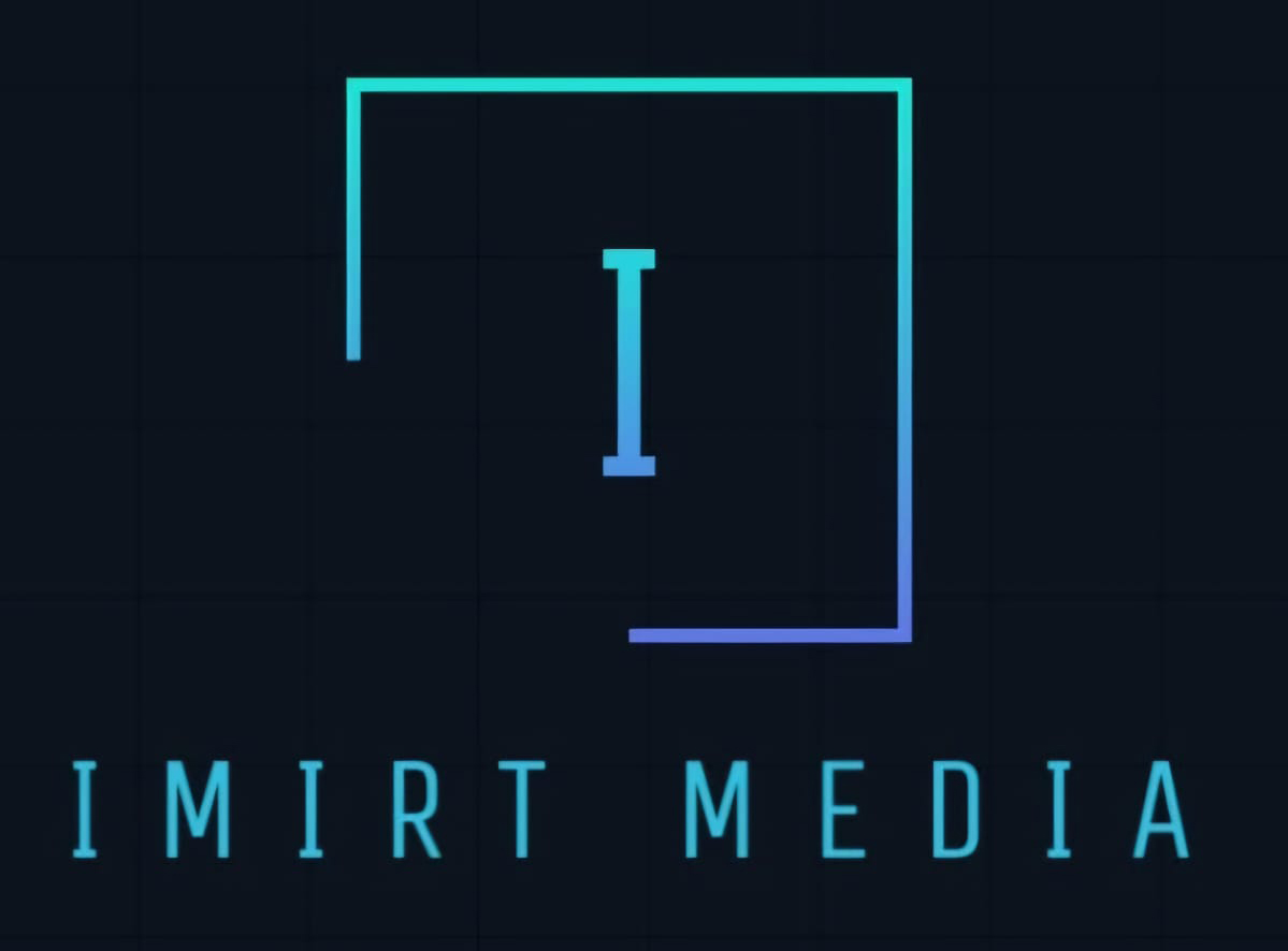 IMIRT Media: cyan-to-blue geometric I marque